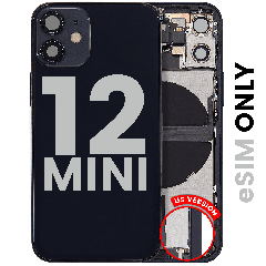 Back Housing W/ Charging Port Flex & Small Parts  For iPhone 12 Mini (US Version) (Used OEM Pull: Grade C) (Black)