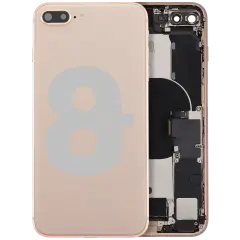 Rückgehäuse mit Ladebuchsen-Flexkabel und vormontierten Kleinteilen für iPhone 8 Plus (Original gebraucht · Zustand B)