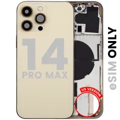 Back Housing W/ Small Parts For iPhone 14 Pro Max (US Version) (Used OEM Pull: Grade B) (Gold)