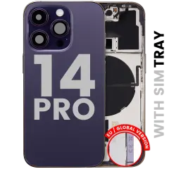 Back Housing W/ Small Parts For iPhone 14 Pro (EU / Global Version) (Used OEM Pull: Grade C) (Deep Purple)