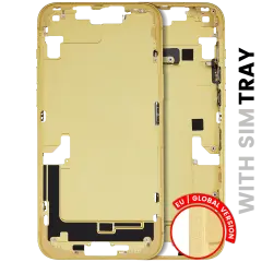 Mid-Frame Housing  W/ Small Parts For iPhone 14 Plus (EU / Global Version) (Used OEM Pull: Grade B) (Yellow)