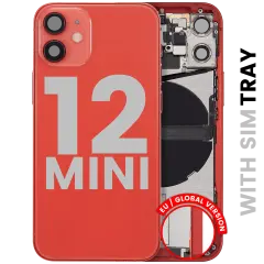 Back Housing W/ Charging Port Flex & Small Parts  For iPhone 12 Mini (EU / Global Version) (Used OEM Pull: Grade C) (Red)
