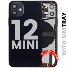 Back Housing W/ Charging Port Flex & Small Parts  For iPhone 12 Mini (EU / Global Version) (Used OEM Pull: Grade C) (Black)