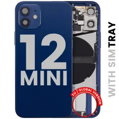 Back Housing W/ Charging Port Flex & Small Parts  For iPhone 12 Mini (EU / Global Version) (Used OEM Pull: Grade C) (Blue)