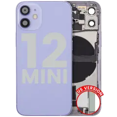 Back Housing W/ Charging Port Flex & Small Parts  For iPhone 12 Mini (US Version) (Used OEM Pull: Grade B) (Purple)