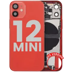 Back Housing W/ Charging Port Flex & Small Parts  For iPhone 12 Mini (US Version) (Used OEM Pull: Grade C) (Red)