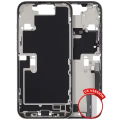Mid-Frame Housing W/ Charging Port Flex & Small Parts For iPhone 16 Pro Max (US Version) (Used OEM Pull: Grade C) (White Titanium)