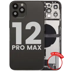 Back Housing W/ Charging Port Flex & Small Parts  For iPhone 12 Pro Max (US Version) (Used OEM Pull: Grade A) (Graphite)