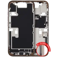 Mid-Frame Housing  W/ Charging Port Flex & Small Parts  For iPhone 16 Pro (EU / Global Version) (Used OEM Pull: Grade A) (Desert Titanium)