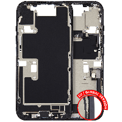 Mid-Frame Housing  W/ Charging Port Flex & Small Parts  For iPhone 16 Pro (EU / Global Version) (Used OEM Pull: Grade C) (Black Titanium)