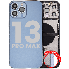 Back Housing W/ Charging Port Flex & Small Parts  For iPhone 13 Pro Max (EU / Global Version) (Used OEM Pull: Grade B) (Sierra Blue)