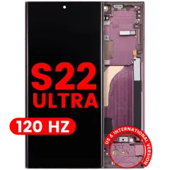 OLED Assembly With Frame For Samsung Galaxy S22 Ultra 5G (US & International Version) (Aftermarket Plus) (120Hz) (Burgundy)