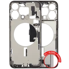 Mid-Frame Housing  W/ Charging Port Flex & Small Parts  For iPhone 15 Pro Max (EU / Global Version) (Used OEM Pull: Grade B) (Natural Titanium)