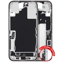 Mid-Frame Housing  W/ Charging Port Flex & Small Parts  For iPhone 16 (EU / Global Version) (Used OEM Pull: Grade B) (White)