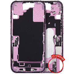 Mid-Frame Housing W/ Charging Port Flex & Small Parts For iPhone 16 (US Version) (Used OEM Pull: Grade C) (Pink)