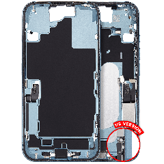 Mid-Frame Housing  W/ Charging Port Flex & Small Parts  For iPhone 16 (US Version) (Used OEM Pull: Grade C) (Teal)