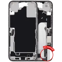 Mid-Frame Housing W/ Charging Port Flex & Small Parts For iPhone 16 Plus (US Version) (Used OEM Pull: Grade A) (White)