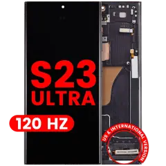 OLED Assembly With Frame For Samsung Galaxy S23 Ultra (US & International) (Aftermarket Plus) (120Hz) (Phantom Black)