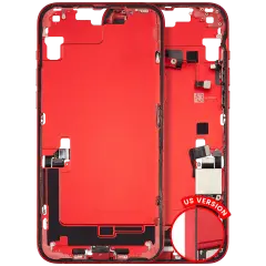 Mid-Frame Housing W/ Charging Port Flex & Small Parts For iPhone 14 Plus (US Version) (Used OEM Pull: Grade A) (Red)
