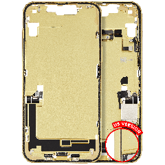 Mid-Frame Housing W/ Charging Port Flex & Small Parts For iPhone 14 Plus (US Version) (Used OEM Pull: Grade A) (Yellow)
