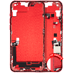 Mid-Frame Housing W/ Charging Port Flex & Small Parts For iPhone 14 Plus (US Version) (Used OEM Pull: Grade B) (Red)