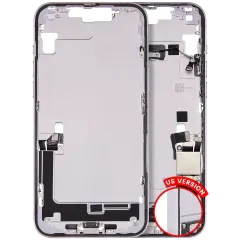 Mid-Frame Housing  W/ Charging Port Flex & Small Parts  For iPhone 14 Plus (US Version) (Used OEM Pull: Grade C) (Purple)