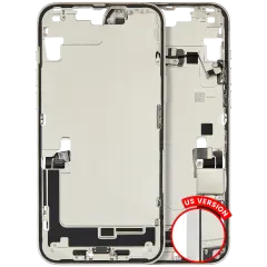 Mid-Frame Housing W/ Charging Port Flex & Small Parts For iPhone 14 Plus (US Version) (Used OEM Pull: Grade C) (Starlight)