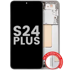 OLED Assembly With Frame For Samsung Galaxy S24 Plus 5G (US & International Version) (Used OEM Pull: Grade B/C) (Marble Grey)