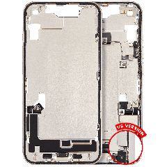 Mid-Frame Housing  W/ Charging Port Flex & Small Parts  For iPhone 14 (US Version) (Used OEM Pull: Grade A) (Starlight)
