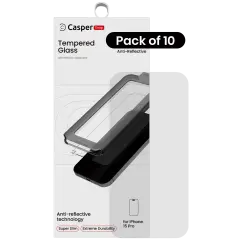 Casper Snap Tempered Glass Compatible For iPhone 15 Pro (10 Pack) (AR Clear)
