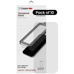 Casper Snap Tempered Glass Compatible For iPhone 16 Pro / 17 (AR Clear) (10 Pack) (AR Clear)