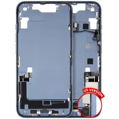 Mid-Frame Housing  W/ Charging Port Flex & Small Parts  For iPhone 14 (US Version) (Used OEM Pull: Grade B) (Blue)