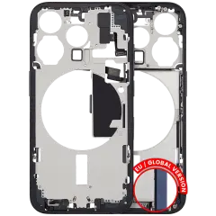 Mid-Frame Housing W/ Charging Port Flex & Small Parts For iPhone 15 Pro (EU / Global Version) (Used OEM Pull: Grade B) (Blue Titanium)