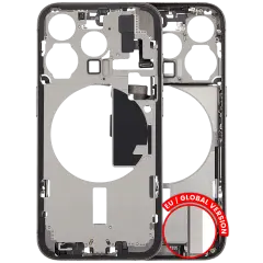 Mid-Frame Housing  W/ Charging Port Flex & Small Parts  For iPhone 15 Pro (EU / Global Version) (Used OEM Pull: Grade A) (Natural Titanium)