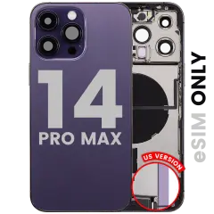 Back Housing W/ Charging Port Flex & Small Parts  For iPhone 14 Pro Max (US Version) (Used OEM Pull: Grade C) (Deep Purple)