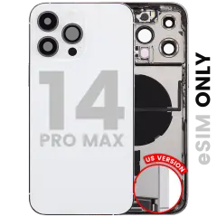 Back Housing W/ Charging Port Flex & Small Parts  For iPhone 14 Pro Max (US Version) (Used OEM Pull: Grade C) (Silver)