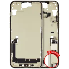 Mid-Frame Housing  W/ Charging Port Flex & Small Parts  For iPhone 15 Plus (US Version) (Used OEM Pull: Grade B) (Yellow)