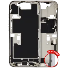 Mid-Frame Housing  W/ Charging Port Flex & Small Parts  For iPhone 16 Pro (US Version) (Used OEM Pull: Grade C) (White Titanium)