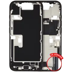 Mid-Frame Housing  W/ Charging Port Flex & Small Parts  For iPhone 16 Pro (US Version) (Used OEM Pull: Grade B) (Black Titanium)