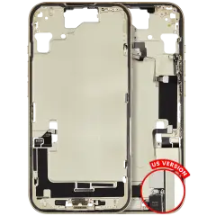 Mid-Frame Housing W/ Charging Port Flex & Small Parts For iPhone 15 (US Version) (Used OEM Pull: Grade B) (Yellow)