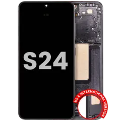 OLED Assembly With Frame For Samsung Galaxy S24 5G (US & International Version) (Used OEM Pull: Grade A) (Onyx Black)