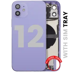 Back Housing W/ Charging Port Flex & Small Parts  For iPhone 12 (EU / Global Version) (Used OEM Pull: Grade A) (Purple)