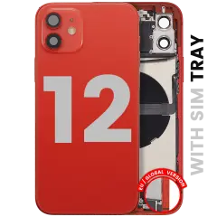 Back Housing W/ Charging Port Flex & Small Parts  For iPhone 12 (EU / Global Version) (Used OEM Pull: Grade A) (Red)