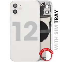Back Housing W/ Charging Port Flex & Small Parts  For iPhone 12 (EU / Global Version) (Used OEM Pull: Grade A) (White)