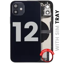 Back Housing W/ Charging Port Flex & Small Parts  For iPhone 12 (EU / Global Version) (Used OEM Pull: Grade B) (Black)