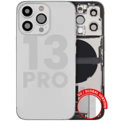 Back Housing W/ Charging Port Flex & Small Parts  For iPhone 13 Pro (EU / Global Version) (Used OEM Pull: Grade A) (Silver)