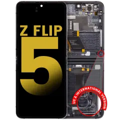 Inner OLED Assembly With Frame Compatible For Samsung Galaxy Z Flip 5 5G (F731) (US & International) (Refurbished) (Phantom Black)