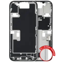 Mid-Frame Housing  W/ Charging Port Flex & Small Parts  For iPhone 16 Pro (EU / Global Version) (Used OEM Pull: Grade A) (White Titanium)