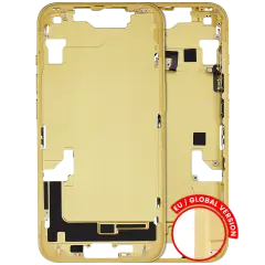 Mid-Frame Housing  W/ Small Parts For iPhone 14 (EU / Global Version) (Used OEM Pull: Grade C) (Yellow)