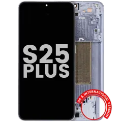 OLED Assembly With Frame For Samsung Galaxy S25 Plus 5G (US & International Version) (Used OEM Pull : Grade B) (Ice Blue)